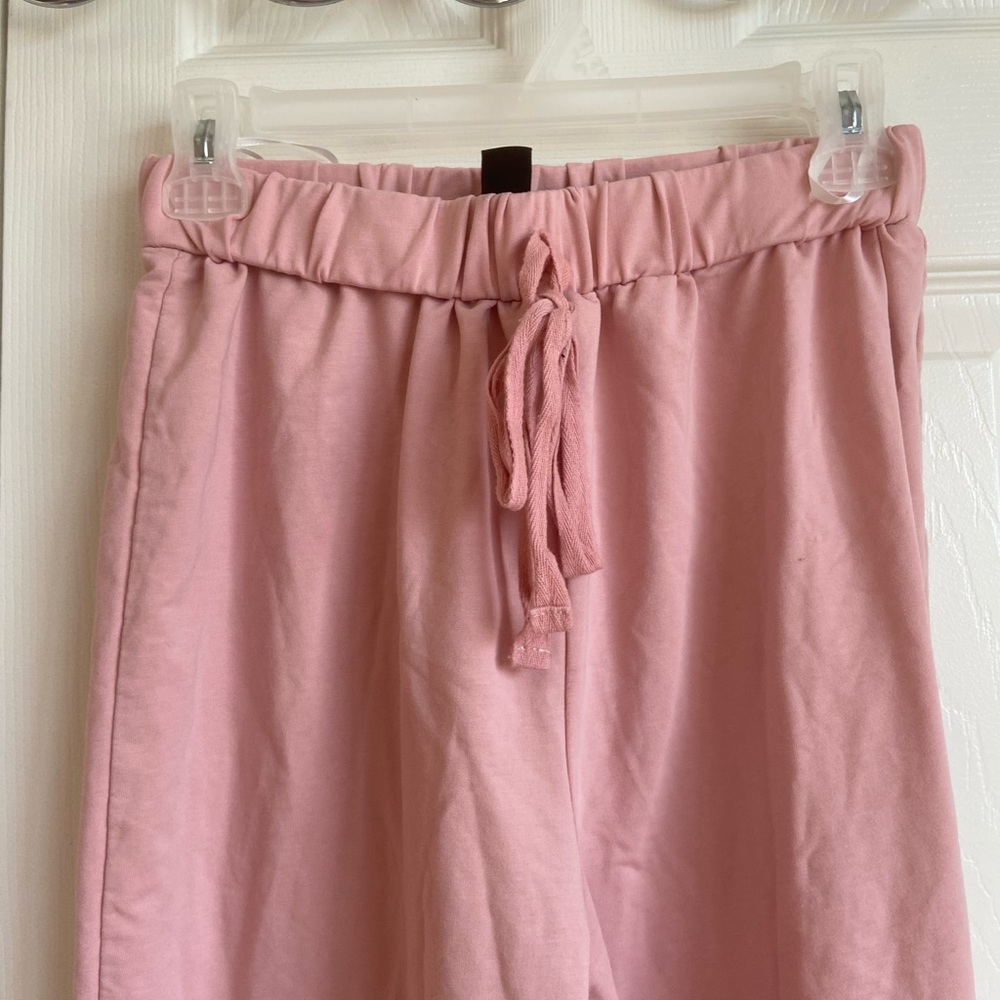 Pink Drawstring Waist Solid Pants - Picture 3 of 8